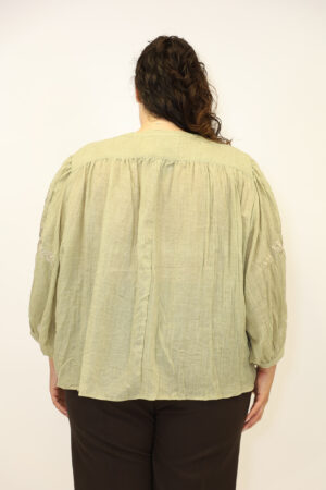 חולצת תחרה Charlotte | חאקי גולד