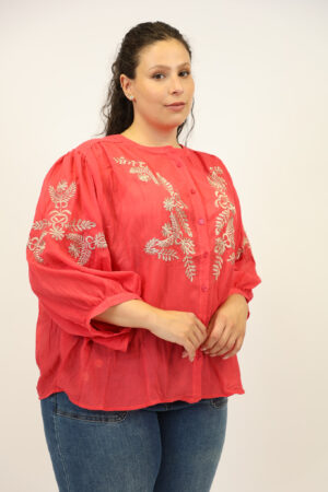 חולצת תחרה Charlotte | אדום גולד