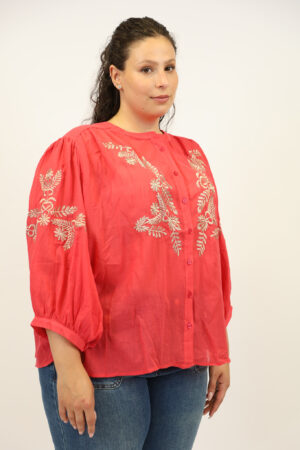 חולצת תחרה Charlotte | אדום גולד