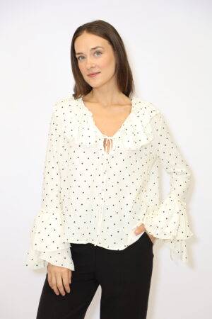 חולצת הדפס נקודות Dana | בז – JSM-CH3372-BEIGE