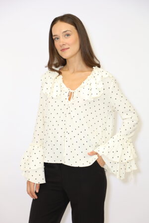 חולצת הדפס נקודות Dana | בז