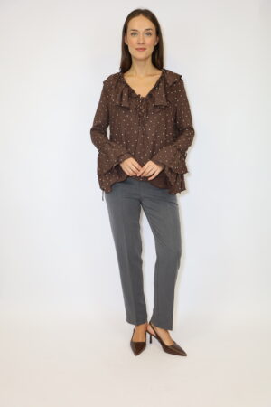 חולצת הדפס נקודות Dana | קפה