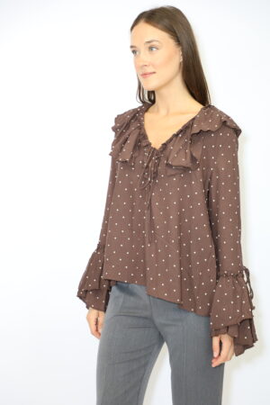 חולצת הדפס נקודות Dana | קפה