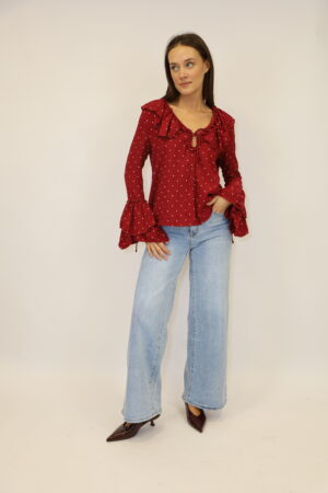 חולצת הדפס נקודות Dana | יין