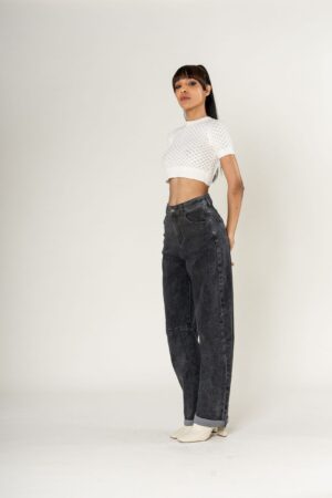 מכנסי ג'ינס בלון Margot | אפור