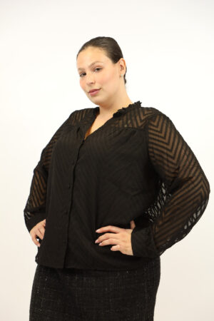 חולצה אלגנטית שקופה Anouk | שחור