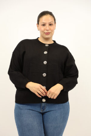 סריג עם כפתורים Angèle|שחור – BY-SW5033-5-BLACK