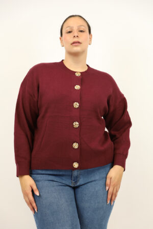 סריג עם כפתורים Angèle|בורדו – BY-SW5033-5-BORDO