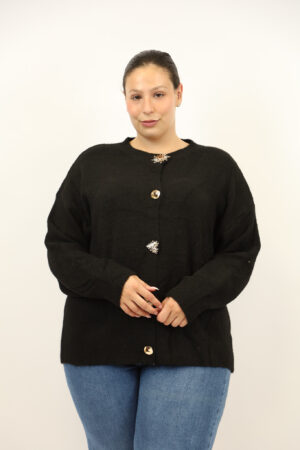 סריג עם כפתורים Laurence|שחור – BY-SW5046-5-BLACK