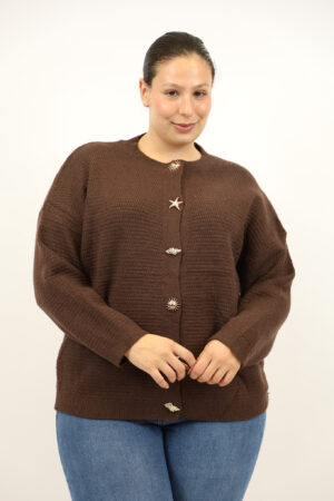 סריג עם כפתורים Laurence|קפה – BY-SW5046-5-CAFE