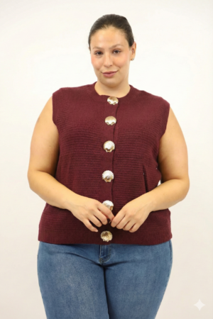 סריג ללא שרוולים Laurie|בורדו – BY-SW5052-5-BORDO