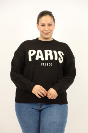 סריג עם כיתוב PARIS |שחור – BY-SW8091-5-BLACK