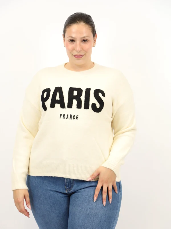 סריג עם כיתוב PARIS|קרם
