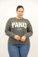 סריג עם כיתוב PARIS|אפור – BY-SW8091-5-GRIS