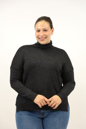 סריג אוברסייז Kylie | שחור – EF-3677-BLACK