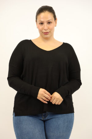 סריג אוברסייז Daisy | שחור – EF-8180-BLACK