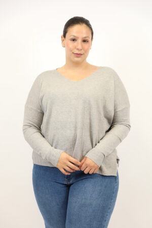 סריג אוברסייז Daisy | אפור – EF-8180-GREY