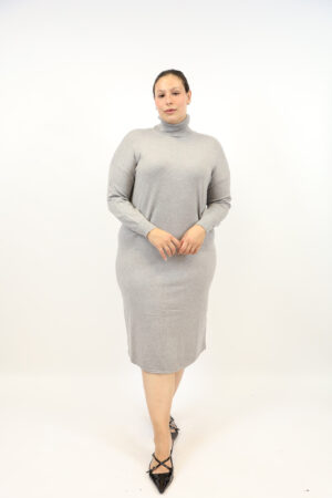 שמלה סריג אוברסייז Bonnie | אפור – EF-8323-GREY