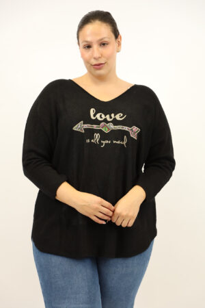 סריג אוברסייז Lolita | שחור – EF-8785-BLACK