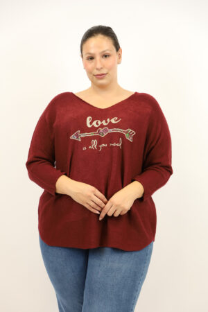 סריג אוברסייז Poline | בורדו – EF-8785-BORDO