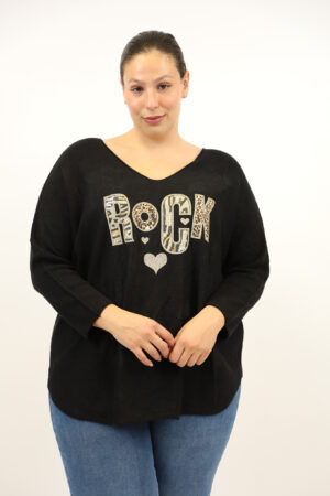 סריג אוברסייז Maddy | שחור – EF-8788-BLACK