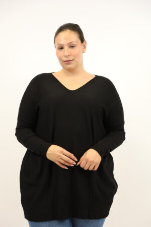 סריג אוברסייז Claire | שחור – EF-9077-BLACK