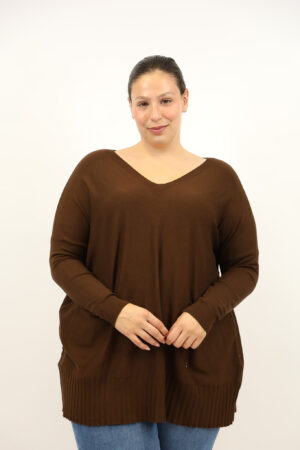 סריג אוברסייז Claire | שוקו – EF-9077-CHOCO