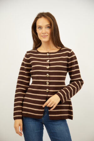 סריג פסים Léa | חום – INAP-AR1018-BROWN