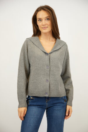 קרדיגן בסריגה עדינה Lola | אפור – INAP-AR968-GREY