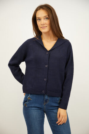 קרדיגן בסריגה עדינה Lola | נייבי – INAP-AR968-NAVY
