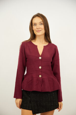 סריג עם כפתורים מוזהבים Emma | ורוד – INAP-AR977-BORDO