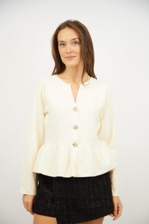 סריג עם כפתורים מוזהבים Emma | קרם – INAP-AR977-CREME