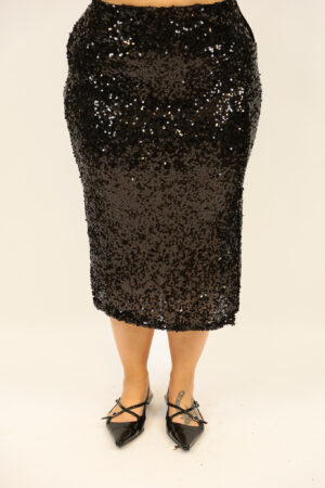 חצאית בעיטור פאייטים Victoria | שחור