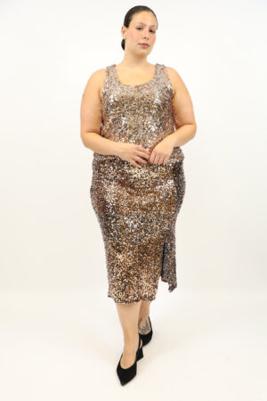 חצאית בעיטור פאייטים Victoria | שוקו – IV-AC16603-CHOCO