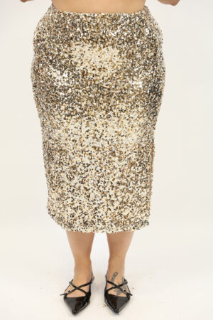 חצאית בעיטור פאייטים Victoria | זהב