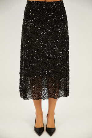 חצאית בעיטור פאייטים Victoria | שחור