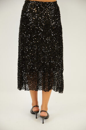 חצאית בעיטור פאייטים Victoria | שחור