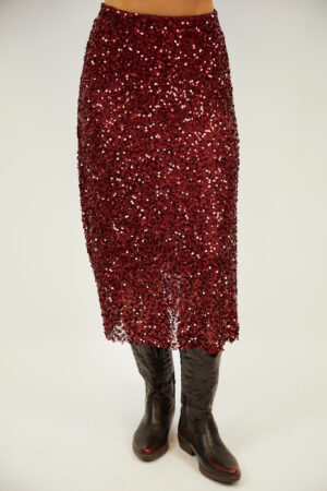 חצאית בעיטור פאייטים Victoria | בורדו