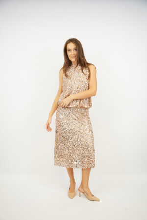 גופייה בעיטור פאייטים Victoria | בז