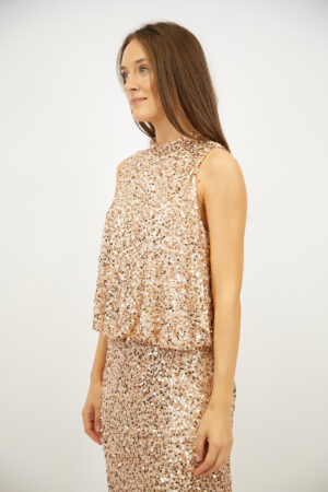 גופייה בעיטור פאייטים Victoria | בז