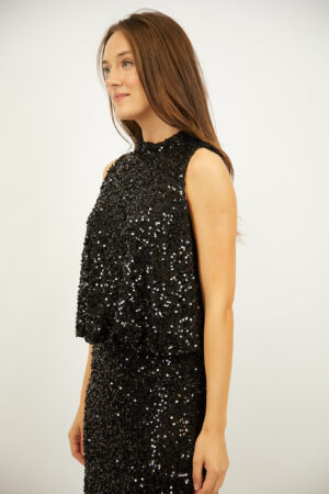 גופייה בעיטור פאייטים Victoria | שחור