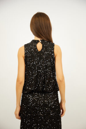 גופייה בעיטור פאייטים Victoria | שחור