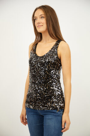 גופייה בעיטור פאייטים  Inès | כסוף