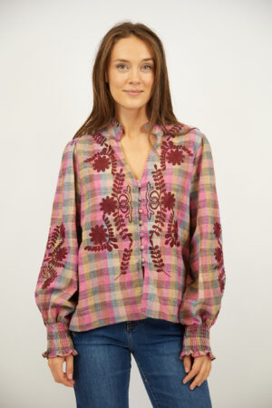 חולצת משובצת Arianne | פוקציה – JSM-CH3398-FUKSIA