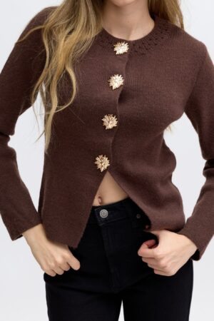 סריג עם כפתורים Muriel | קפה – JSM-JP8181-COFFE