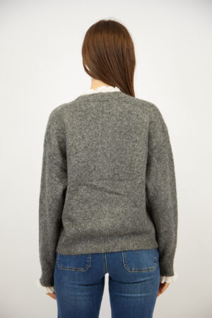 קרדיגן עם תחרה Paula  | אפור