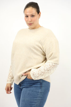 סוודר אלגנטי עם תחרה Ophélie | בז