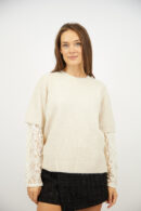 סוודר אלגנטי עם תחרה Ophélie | בז – ML-F73013-BEIGE