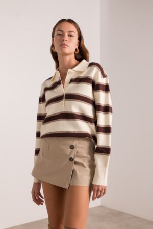 סריג פולו עם פסים Édith | בז