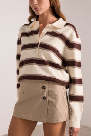 סריג פולו עם פסים Édith | בז